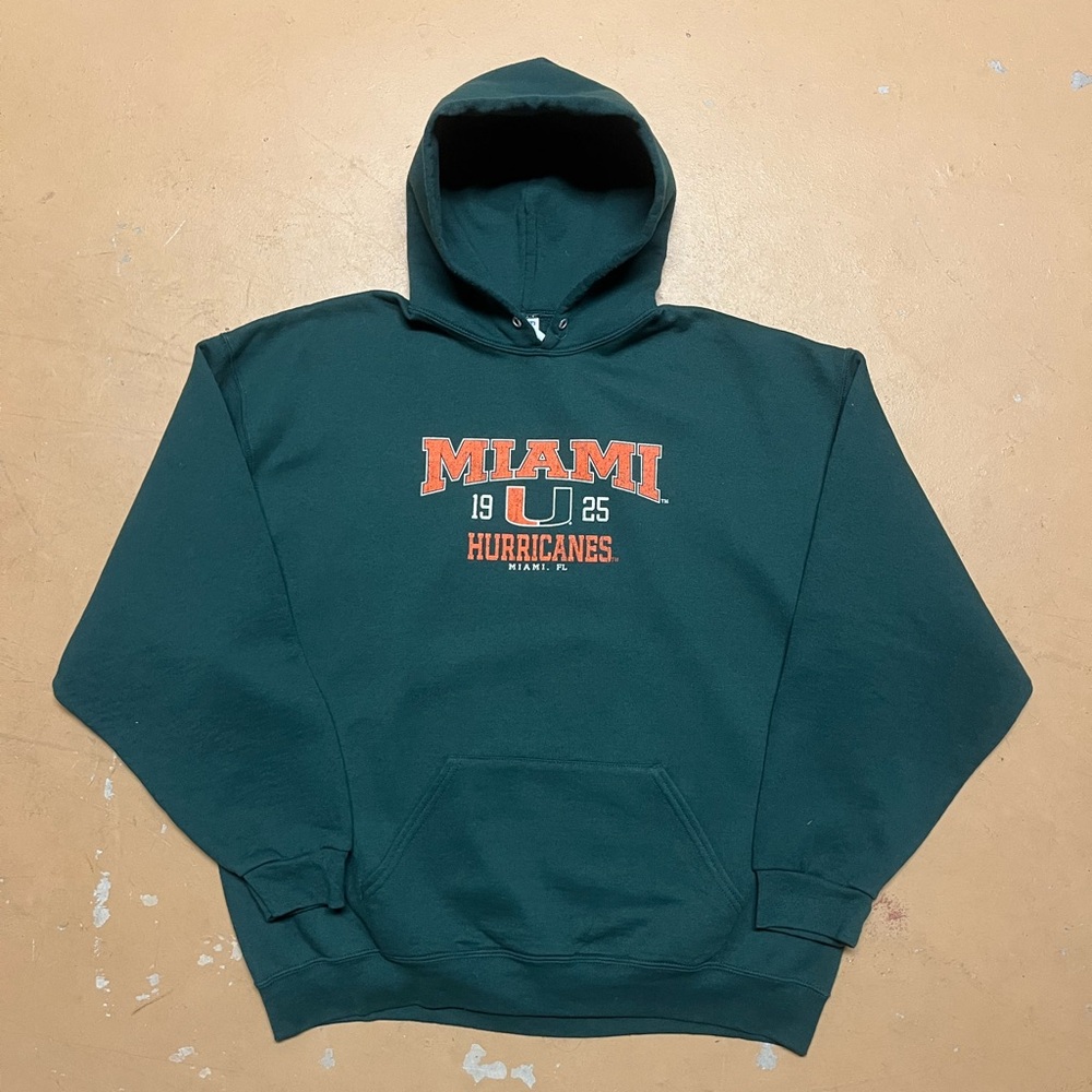 Vintage Jerzees Miami Hurricanes Green Hoodie Sized 2XL